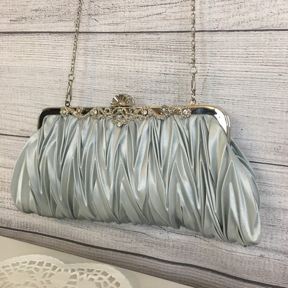 Handbags - Silver Evening Bag Clutch Rhinestone